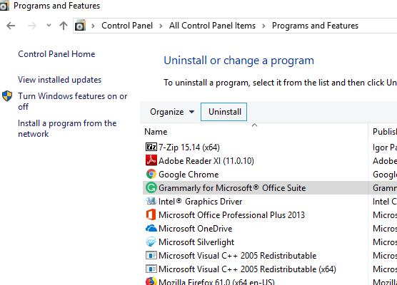 organised uninstall or save the program