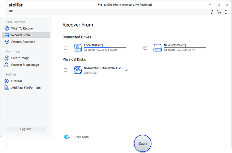 Stellar Photo Recovery Professional Recover From