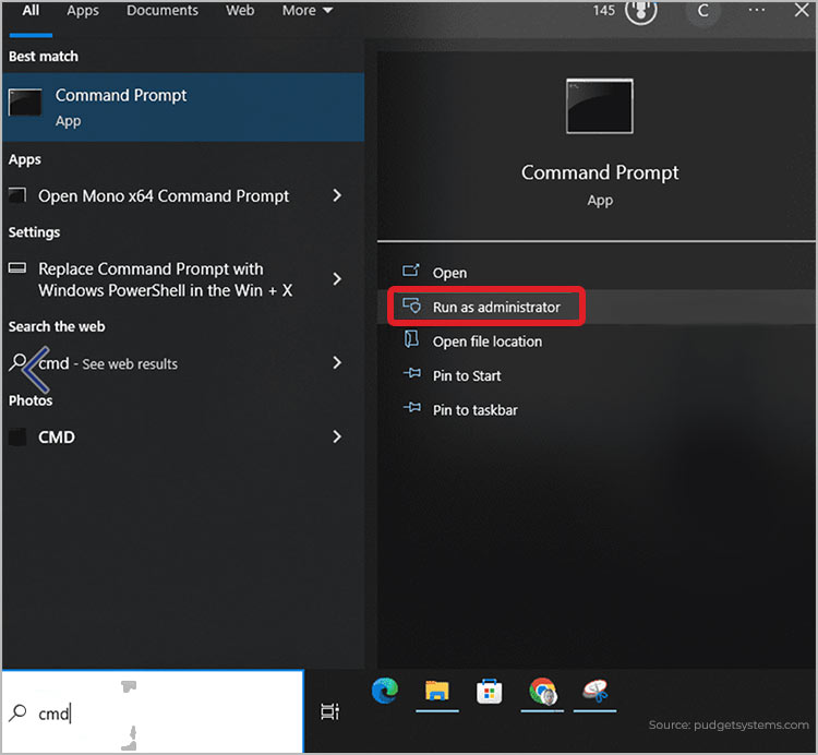 Type cmd in the search bar - Stellar