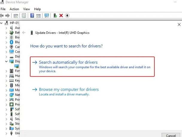 Search automatically for updated driver software