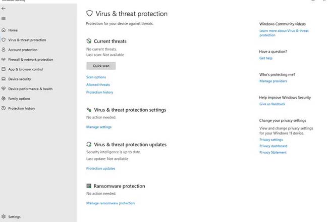 app opens choose a scan type from Quick, Full, and Custom