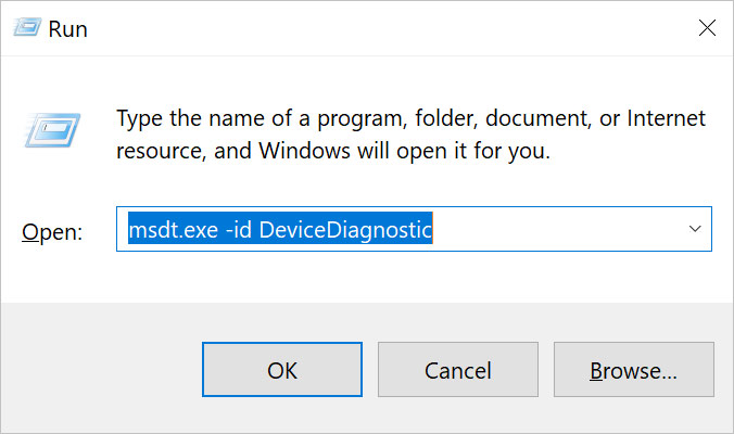 msdt.exe -id DeviceDiagnostic - Stellar Data Recovery