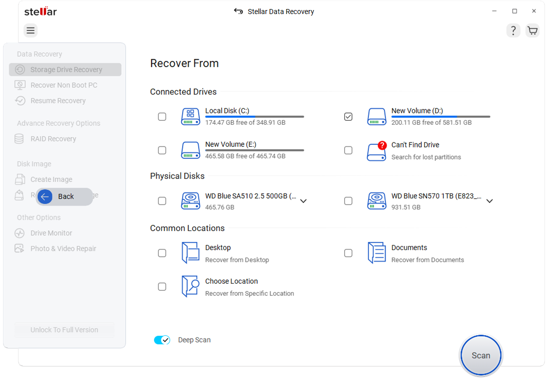 Select Recover From
